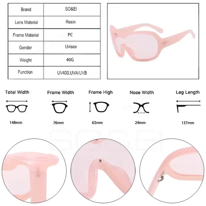 Lunettes de soleil oversize SO&EI Fashion style pilote