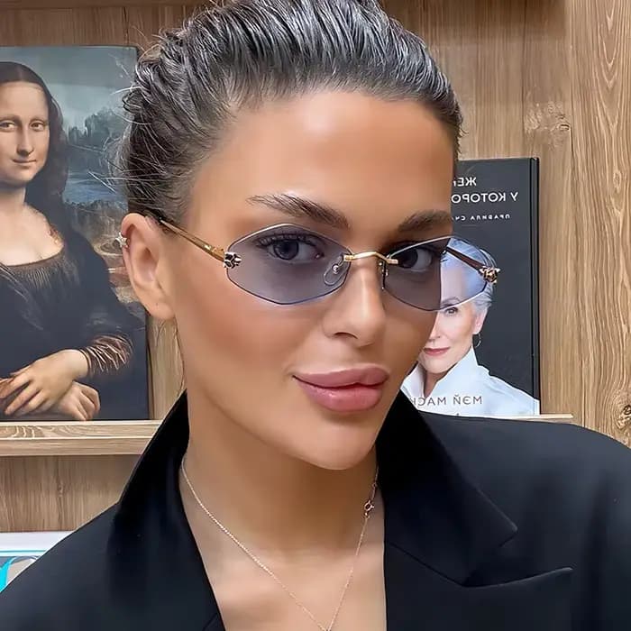 Lunettes de soleil polygone de luxe pour femmes Hipster