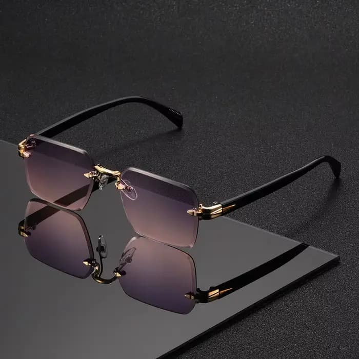 1 paire de lunettes carrées sans monture tendance, bords coupés, design léger, verres en PC, unisexe