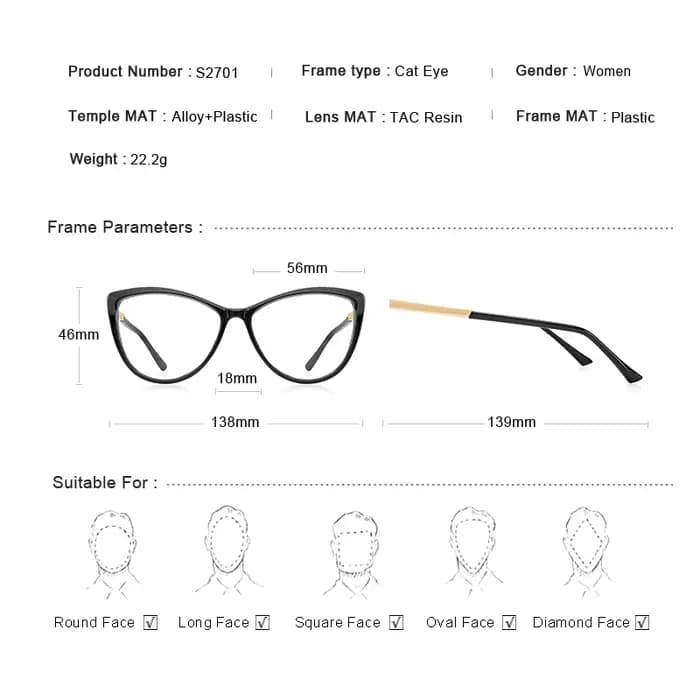 MERRYS – lunettes rétro yeux de chat pour femmes, monture, mode, myopie, Prescription, S2701, optiqu