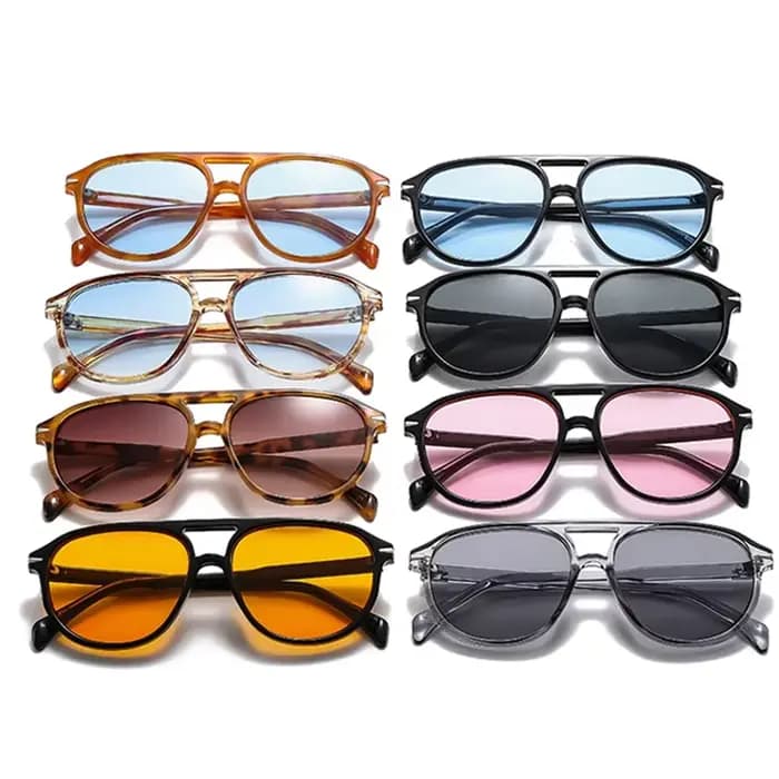 SO & EI rétro Double ponts pilote hommes Rivets lunettes de soleil marque de mode concepteur femmes luxe