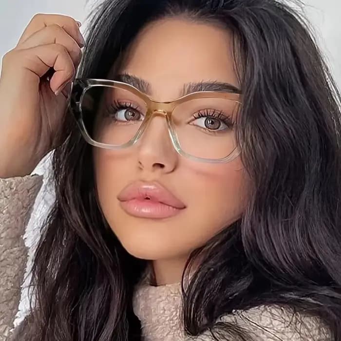 Marque de luxe concepteur femmes mode oeil de chat Anti lumière bleue lunettes Double couleur grand cadre dame