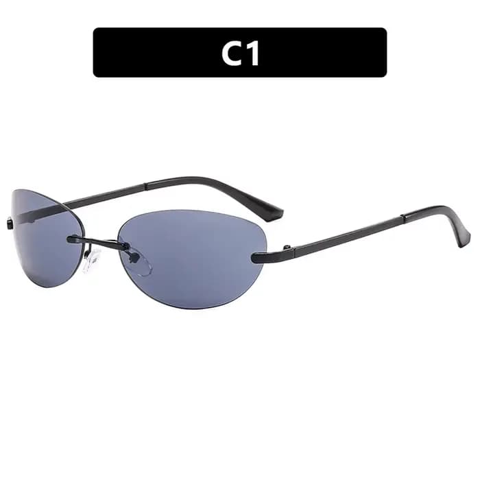 Lunettes de soleil ovales sans monture pour femmes, lunettes transparentes rondes, nuances dégradées
