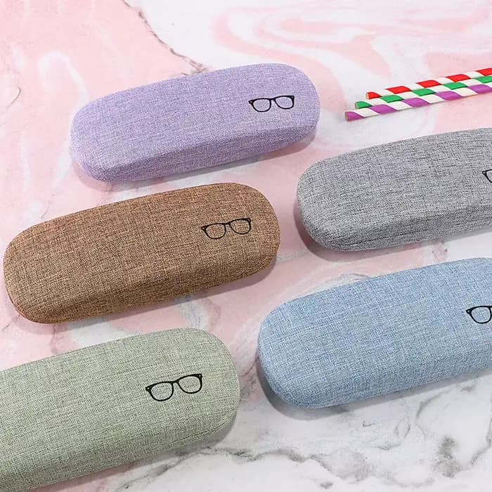 Étui à lunettes de mode coque rigide tissus de lin étuis