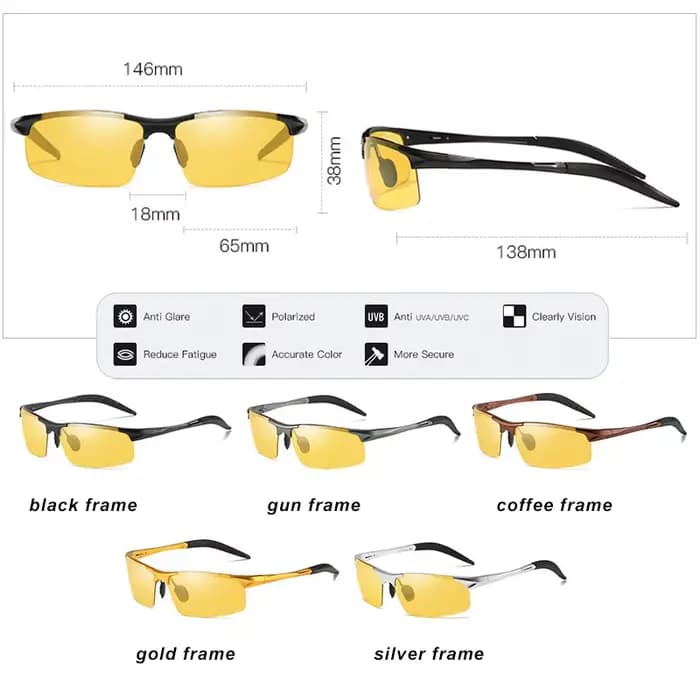 Lunettes de soleil photochromiques en aluminium et magnésium lunettes de Vision nocturne polarisées