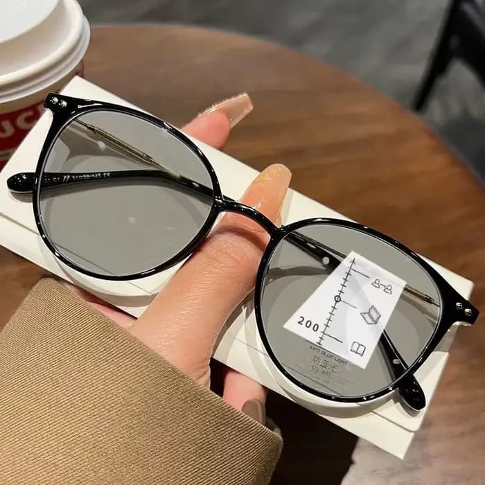 Lunettes de vue photochromiques vintage pour hommes et femmes, lunettes de lecture multifocales, ron