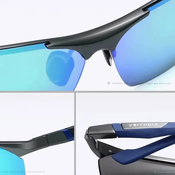 VEITHDIA-Lunettes de soleil polarisées en aluminium magnésium pour hommes, revêtement bleu miroir, l