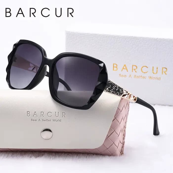 BARCUR-Lunettes de soleil carillon pour femmes, polarisées, papillon, PC, transparent, grand cadre,