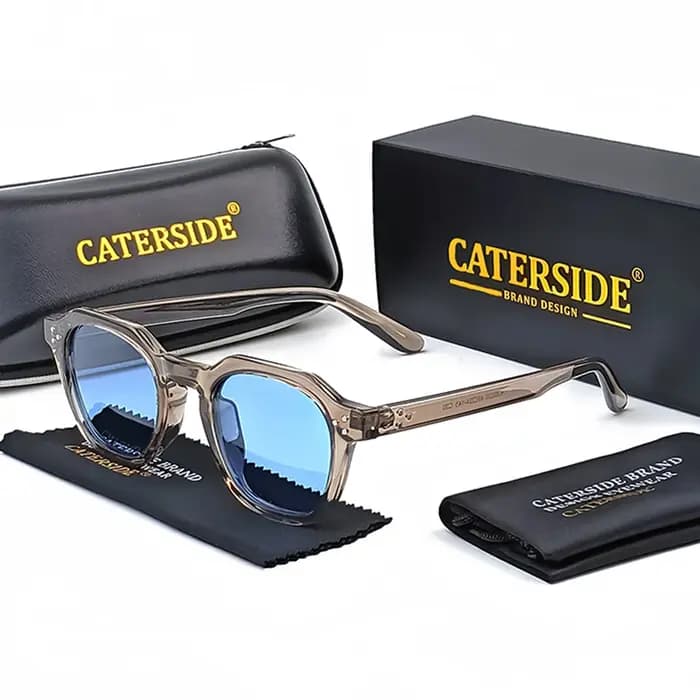 CATERSIDE rétro lunettes de soleil polarisées hommes ultraléger TR90 cadre polygone