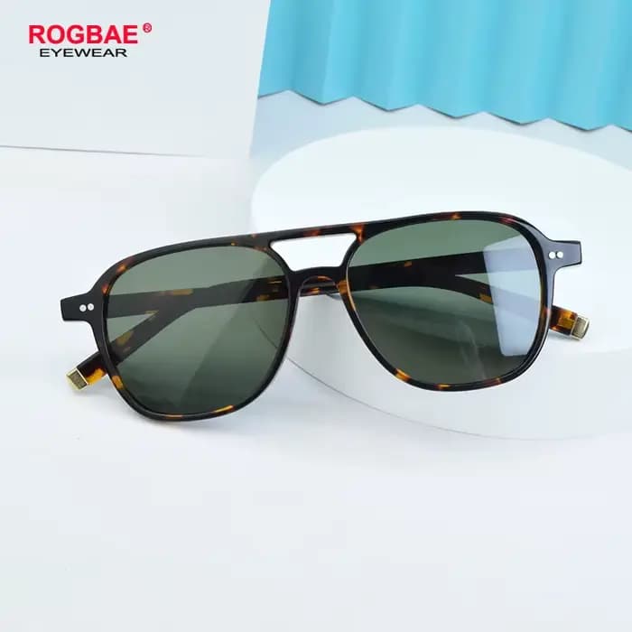 ROGBAE Vintage Acetate Sunglasses Men BJORN Retro Designer UV400 Sun glasses Women Handmade Luxury Brand Sunglass