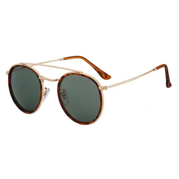 Shonemes lunettes de soleil rondes Vintage Double pont conduite nuances cadre en métal extérieur UV4