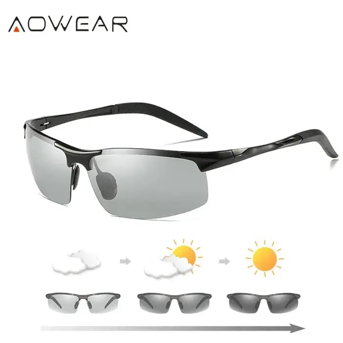 AOWEAR-Lunettes de soleil photochromiques pour homme, polarisées jour et nuit, style sport, caméléon