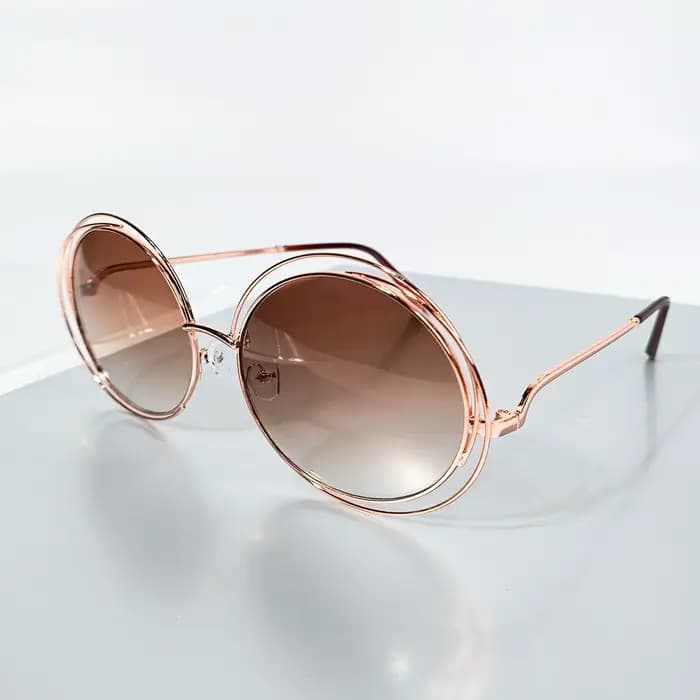Lunettes rondes surdimensionnées en métal pour femmes