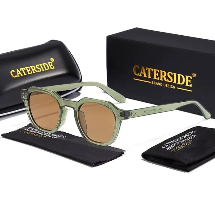 Lunettes de soleil polarisées rétro CATERSIDE pour hommes, monture ultralégère TR90, lunettes de sol