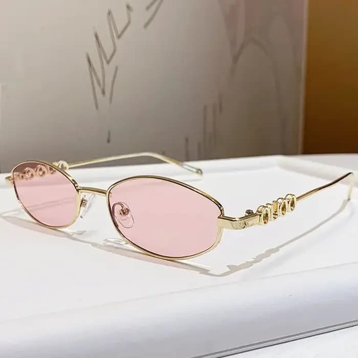 Lunettes de soleil de luxe en métal avec lettres
