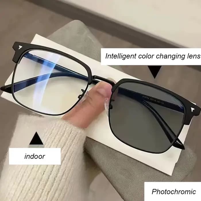 KLASSNUM hommes lunettes photochromiques demi-monture fini myopie