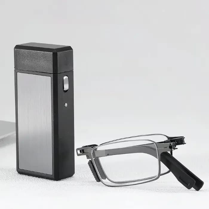 Lunettes de lecture pliantes en acier inoxydable, compactes et portables, étui plus léger, lunettes