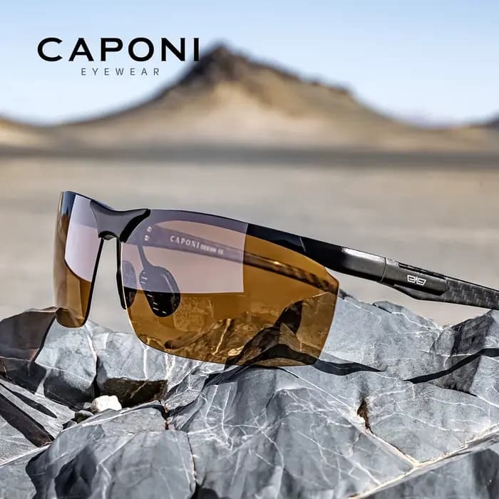 CAPONI Vision nocturne hommes lunettes de soleil carbone Firber conduite sport photochromique UV400 HD