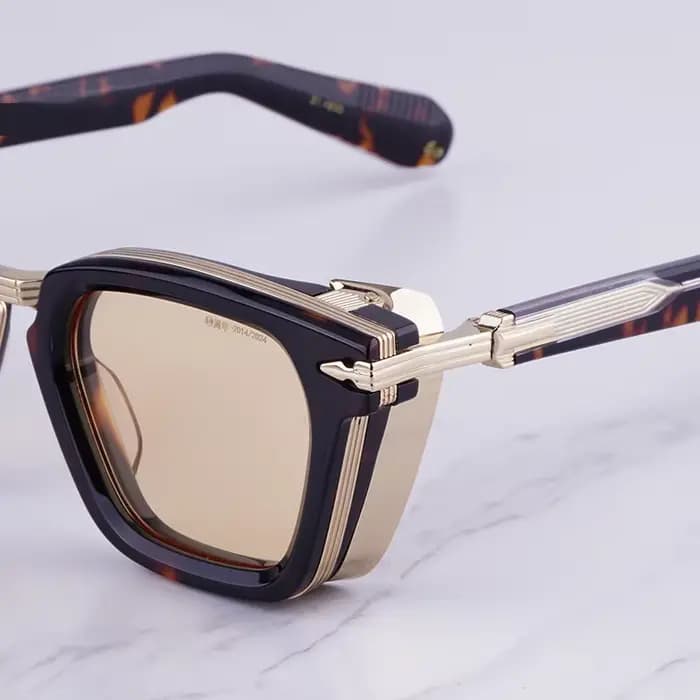 Lunettes de soleil carrées noires et argentées de luxe pour hommes