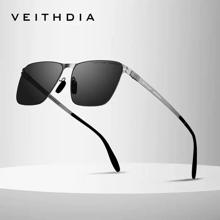 Lunettes de soleil carrées pour hommes de marque VEITHDIA, en acier inoxydable, verres en nylon haut