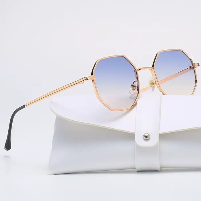 Lunettes de Soleil de Forme Polygone en Métal pour Femme et Homme