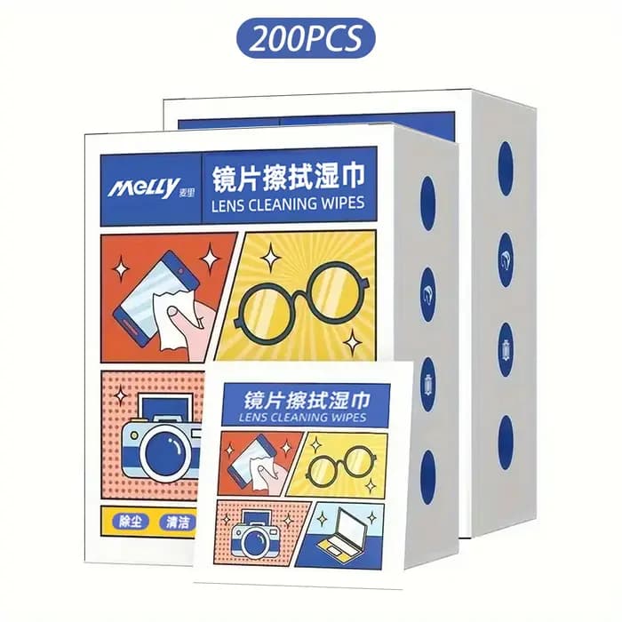 100/200 pièces lingettes jetables pour le nettoyage des lentilles